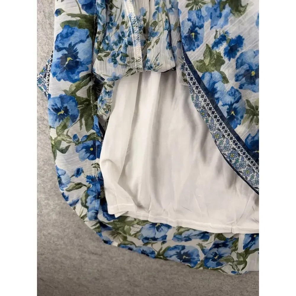 NWT Moon River Blue Floral Smocked Maxi Dress Size X-Small